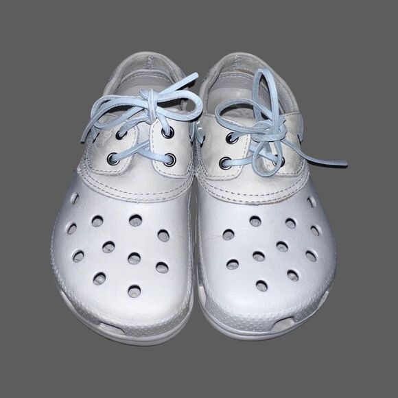 Crocs Islander Men 6 Women’s 8 Pit Crew Sport Leather Croslite Boat Shoes Clog - Picture 2 of 7